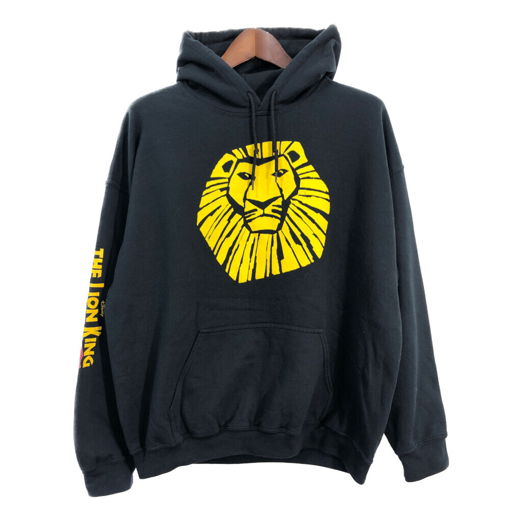 Disney ディズニー THE LION KING ライオンキング スウェット パーカー ムービーT 袖プリント ブラック (メンズ XL) 中古 古着 S2404拍卖