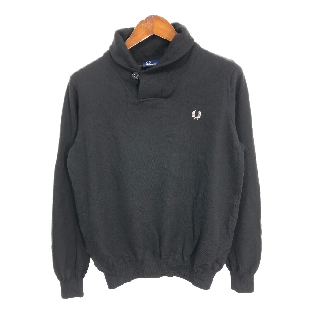 FRED PERRY フレッドペリー ショールカラー ウール ニット セーター ブラック (メンズ M) 中古 古着 S5317拍卖