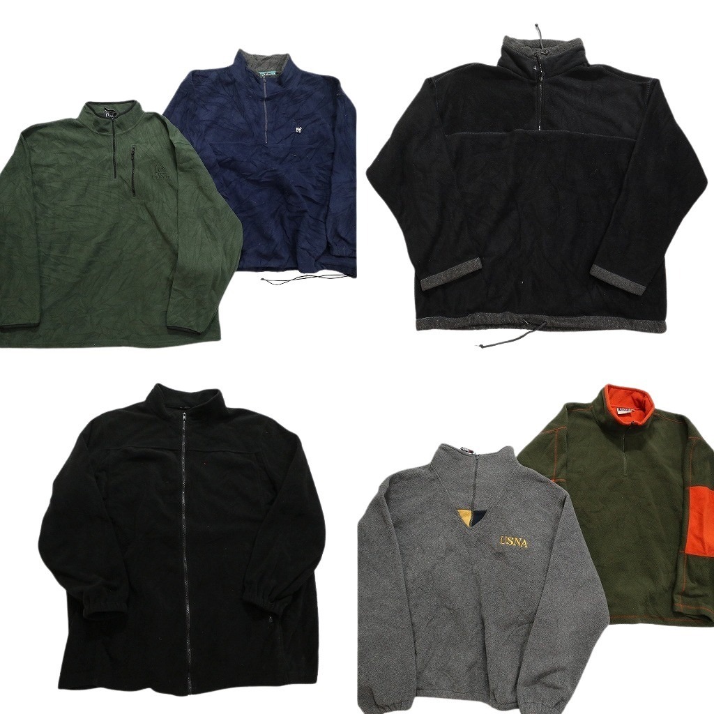 古着卸 まとめ売り フリースMIX 6枚セット (メンズ 2XL /3XL /4XL ) ハーフジップ ドローコード プルオーバー 刺 NC2673 1円スタート拍卖