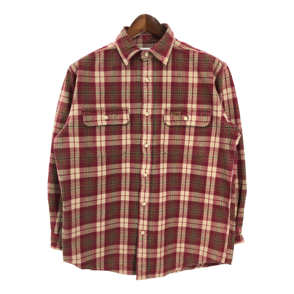 Carhartt カーハート フランネルシャツ ワーク チェック ワインレッド(メンズ M)中古 古着 T7789拍卖