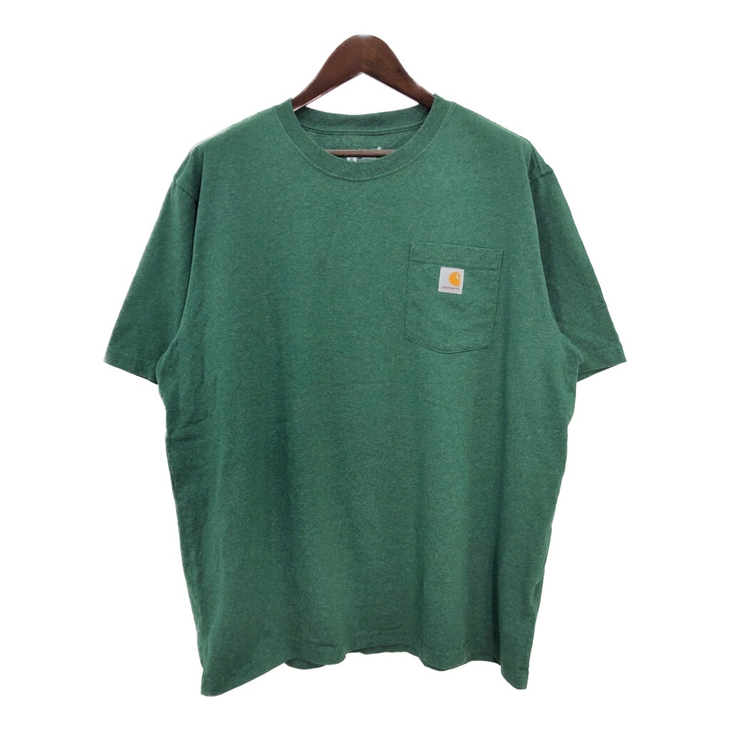 Carhartt カーハート ワンポイントロゴ ポケットTシャツ グリーン(メンズ XL)中古 古着 T8996拍卖