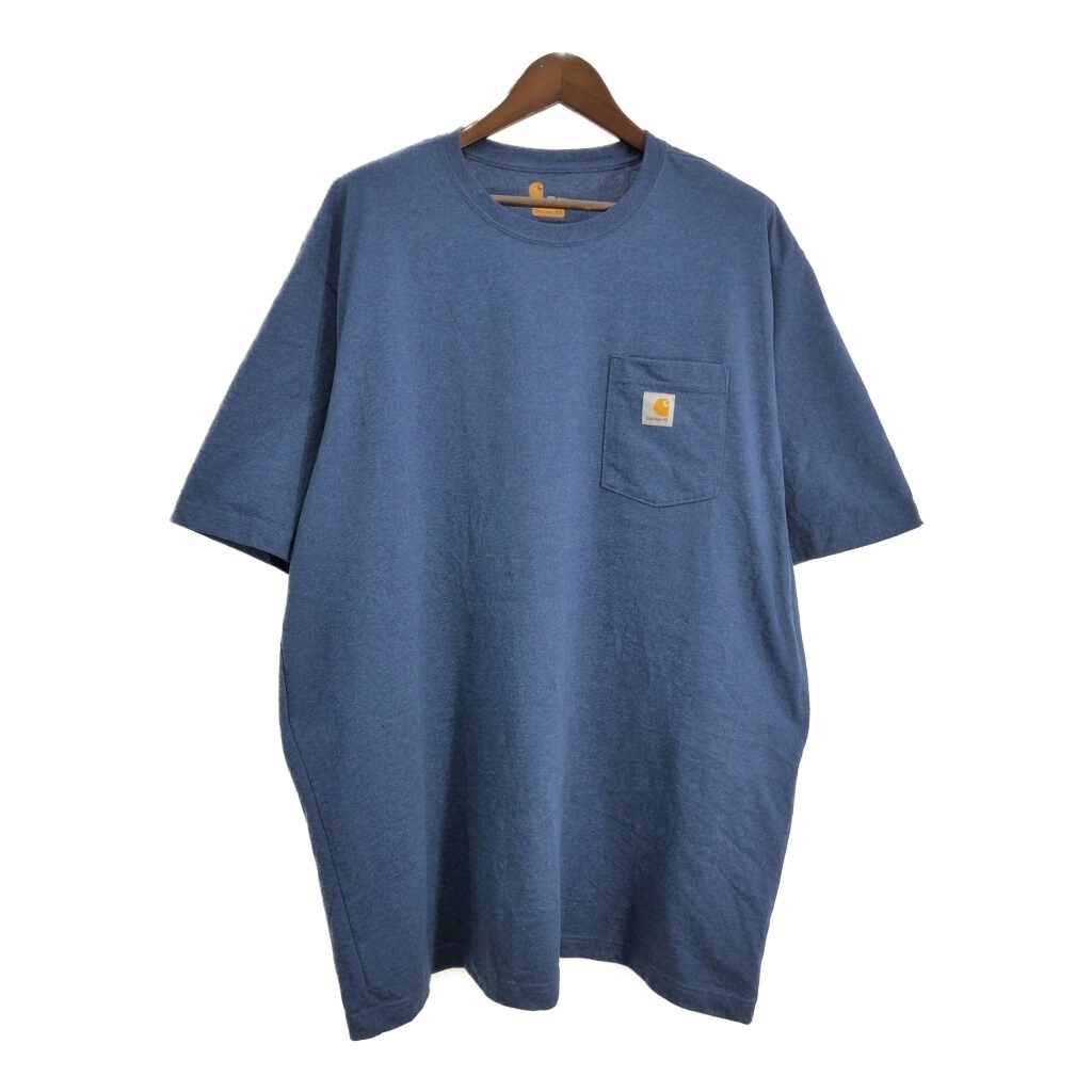 Carhartt カーハート ポケットTシャツ 大きいサイズ ブルー(メンズ 3XL)中古 古着 T9038拍卖