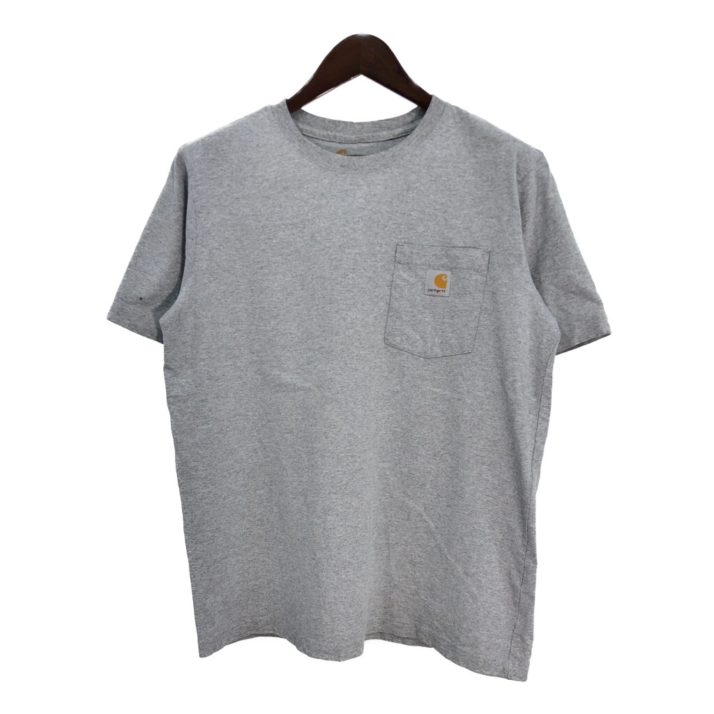 Carhartt カーハート ワンポイントロゴ ポケットTシャツ グレー(メンズ L)中古 古着 T9121拍卖