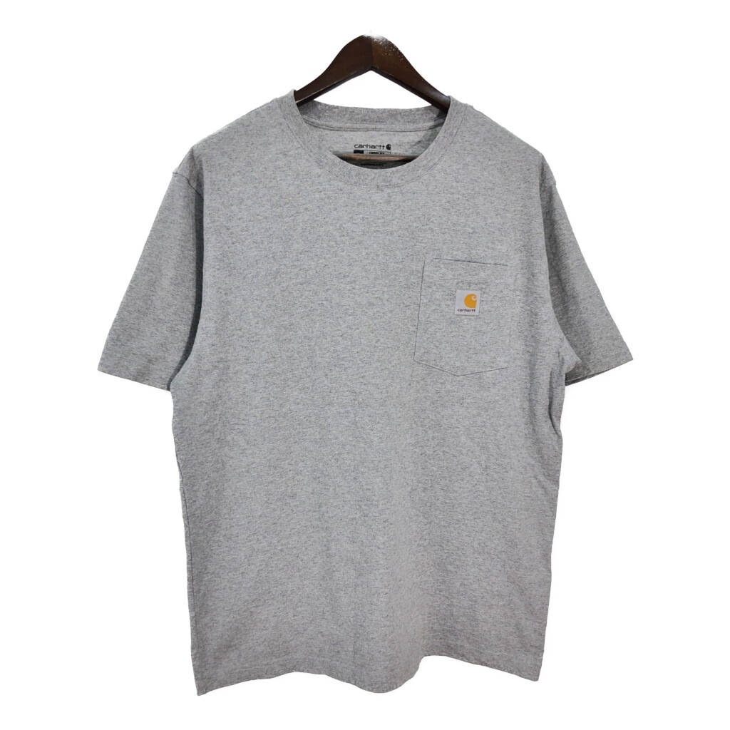 Carhartt カーハート ポケットTシャツ ワンポイントロゴ グレー(メンズ M)中古 古着 T9162拍卖