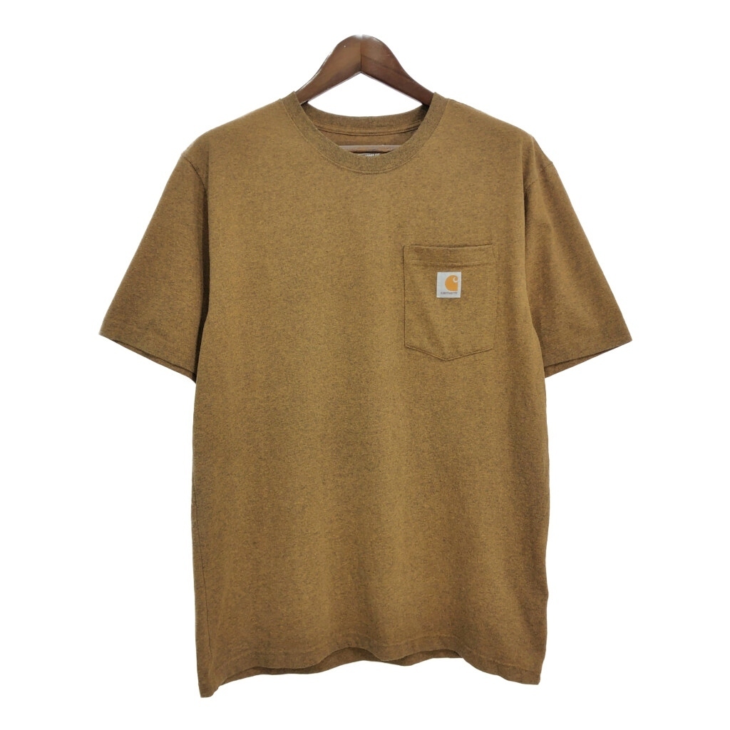 Carhartt カーハート ポケットTシャツ ワーク ワンポイントロゴ ブラウン(メンズ M)中古 古着 T9446拍卖