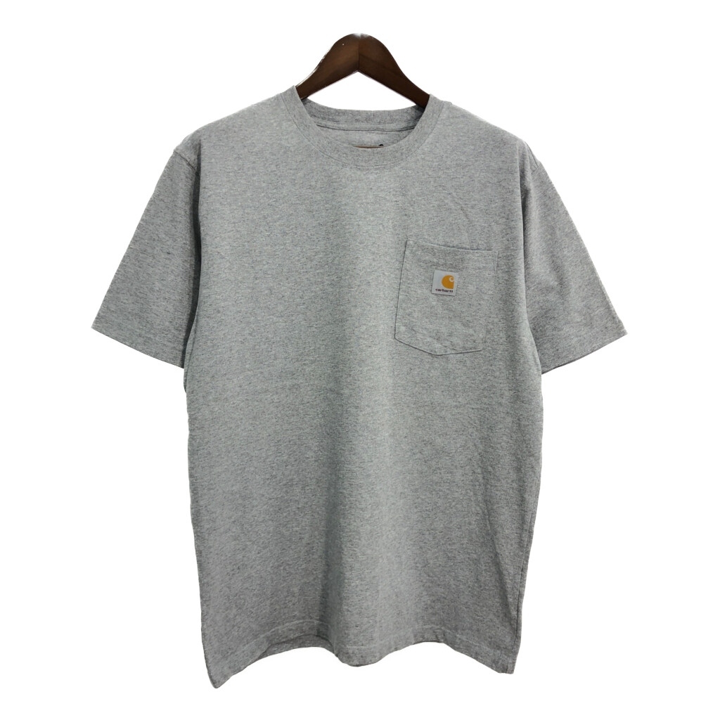 Carhartt カーハート ポケットTシャツ ワーク ワンポイントロゴ グレー(メンズ M)中古 古着 T9573拍卖