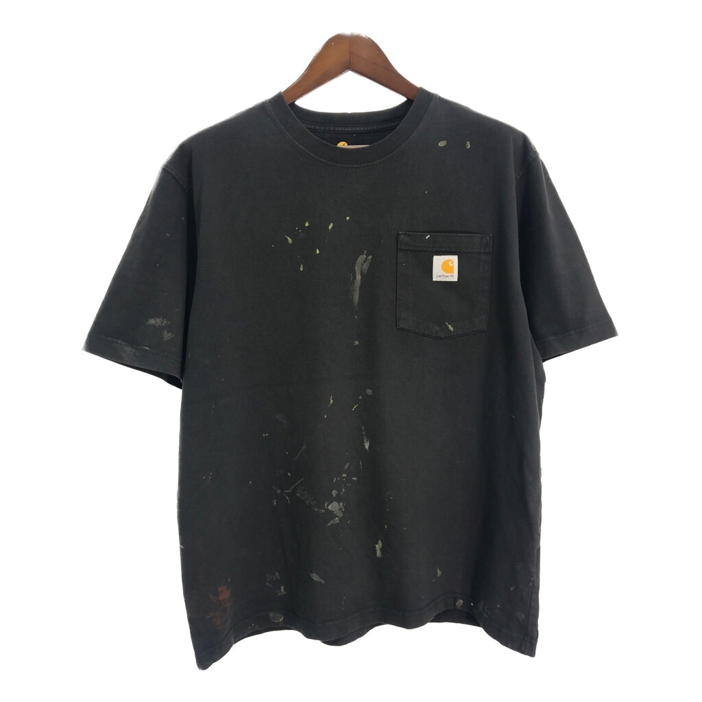 Carhartt カーハート ポケットTシャツ ワーク ペンキ パープル(メンズ L)中古 古着 U0927拍卖