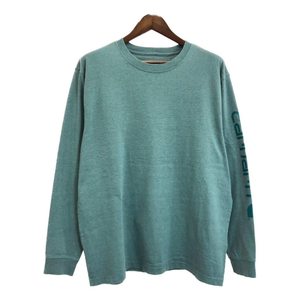 Carhartt カーハート 長袖Tシャツ ワーク 袖プリント グリーン(メンズ L)中古 古着 U2075拍卖
