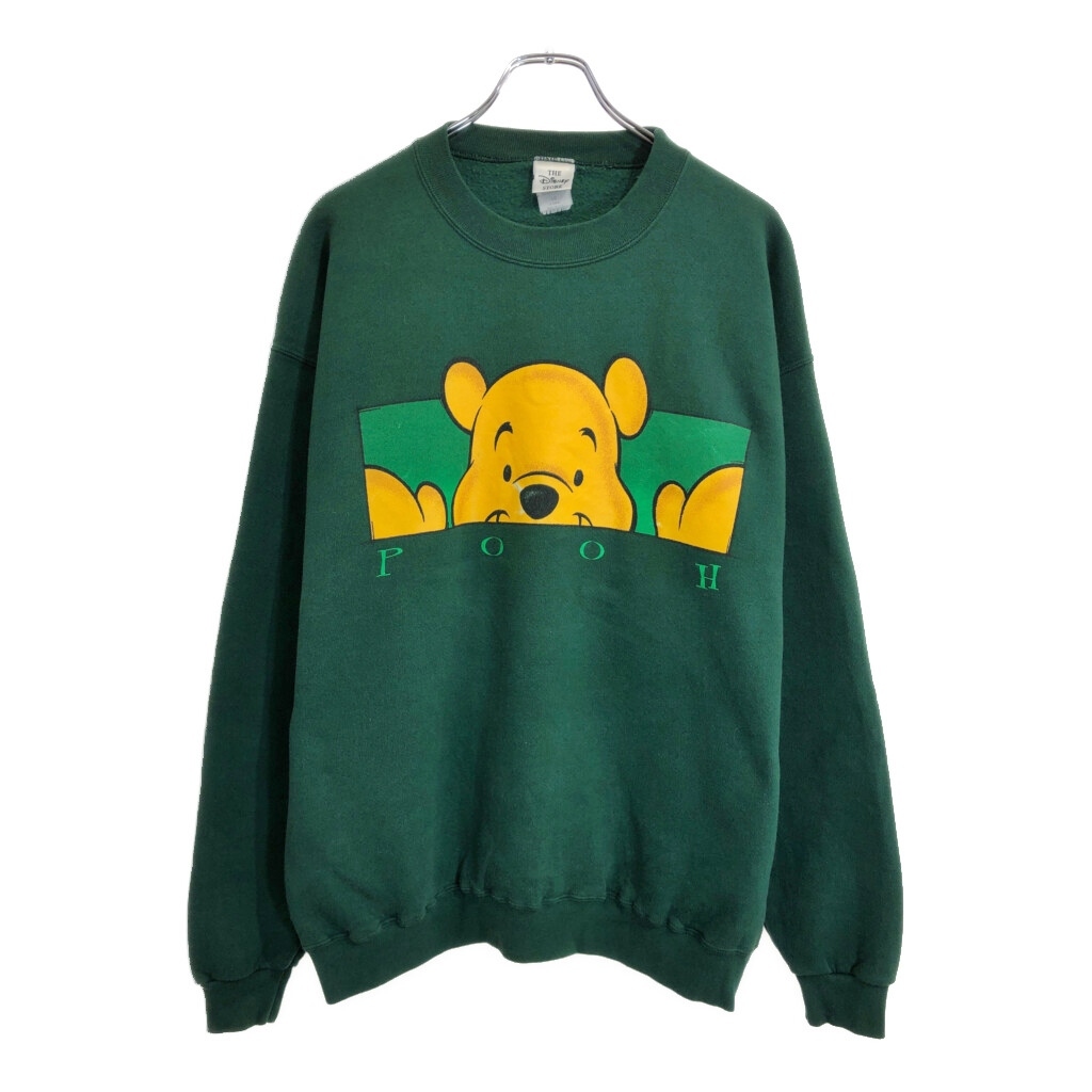 90年代 USA製 Disney ディズニー くまのプーさん スウェット キャラクター グリーン(メンズ L)中古 古着 U5506拍卖