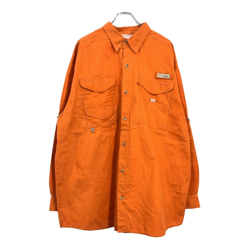 Columbia コロンビア PFG フィッシングシャツ アウトドア オレンジ(メンズ XL)中古 古着 U5714拍卖