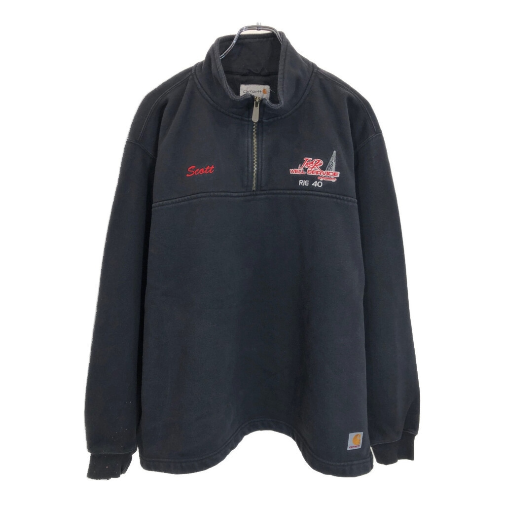 Carhartt カーハート ハーフジップ スウェット ワーク ブラック(メンズ L)中古 古着 U6852拍卖