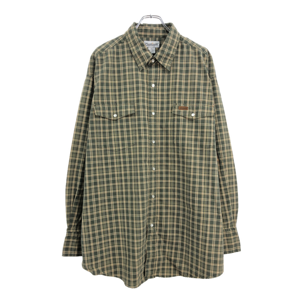 Carhartt カーハート ウエスタンシャツ チェック グリーン(メンズ XL)中古 古着 U9901拍卖