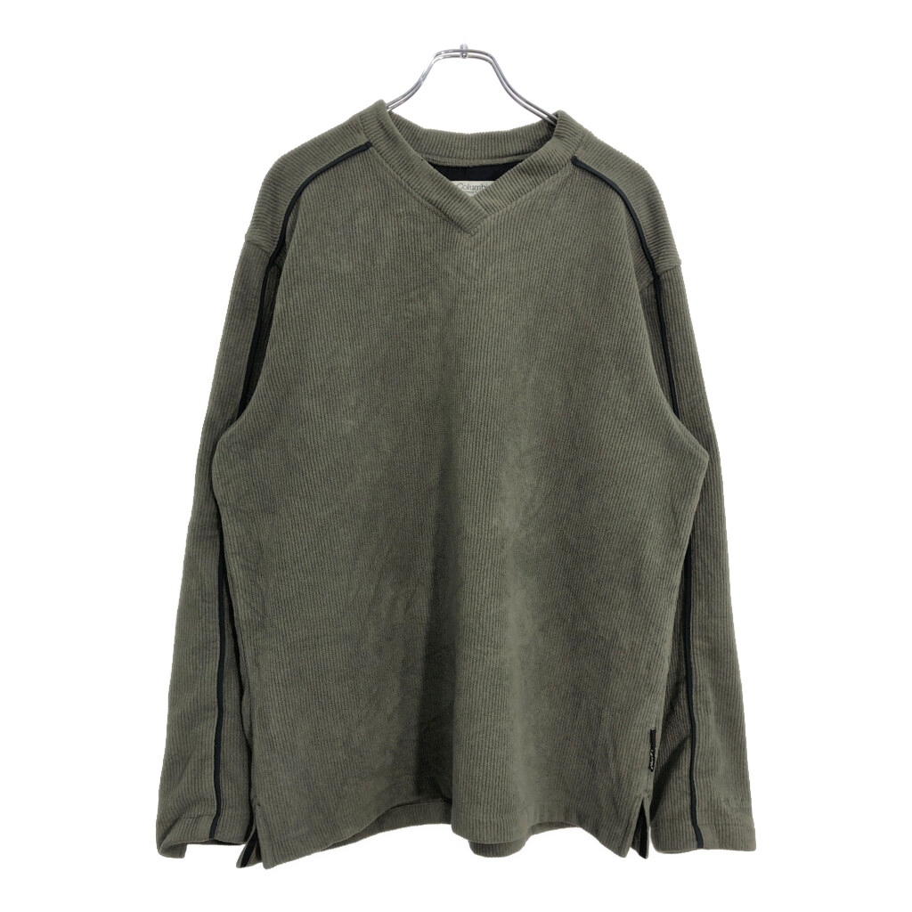 90年代 USA製 Columbia コロンビア Vネック フリーススウェット アウトドア グレー(メンズ L)中古 古着 U3921拍卖