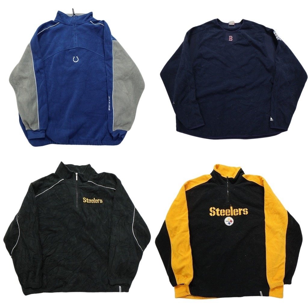 古着卸 まとめ売り プロチーム フリース 4枚セット (メンズ 2XL ) コルツ スティーラーズ NFL レッドソックス MLB NC2748 1円スタート拍卖