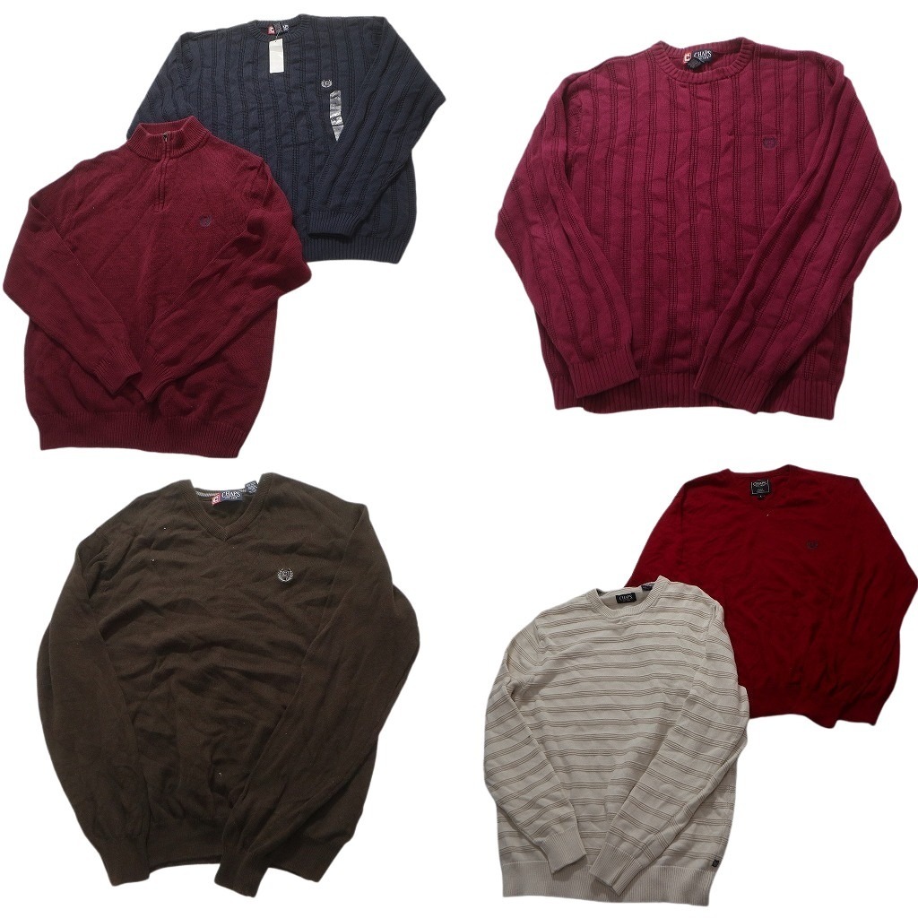 古着卸 まとめ売り チャップス CHAPS セーター 6枚セット (メンズ L ) ハーフジップ Vネック ボーダー デッドストック 中古 古着 NC2831拍卖