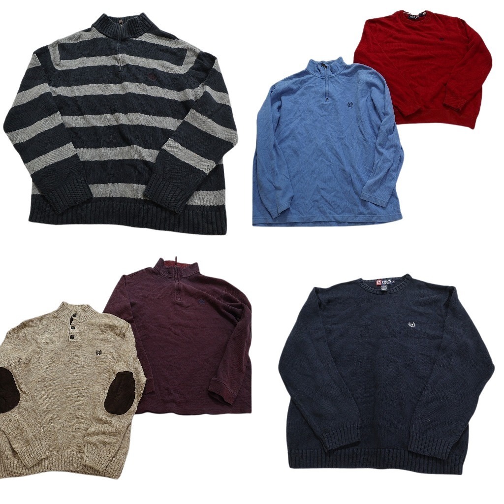 古着卸 まとめ売り チャップス CHAPS セーター 6枚セット (メンズ L ) ハーフジップ ボーダー エルボーパッチ NC2898 1円スタート拍卖