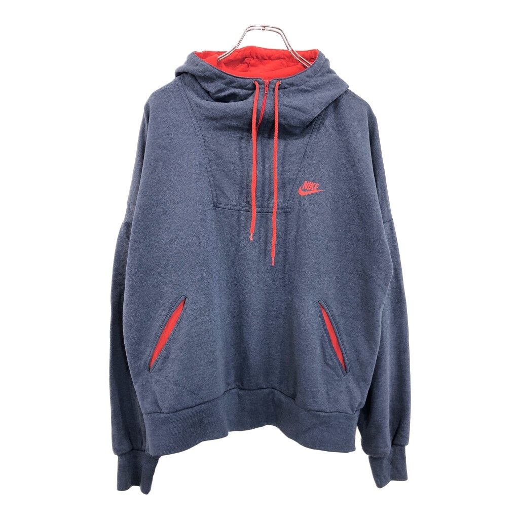 80年代 NIKE ナイキ ハーフジップ スウェットパーカー スポーツ ブルー(メンズ L)中古 古着 V0161拍卖