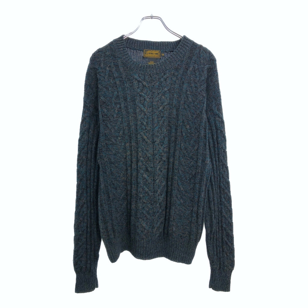 Eddie Bauer エディーバウアー ケーブルニット セーター グリーン(メンズ L / S)中古 古着 V0185拍卖