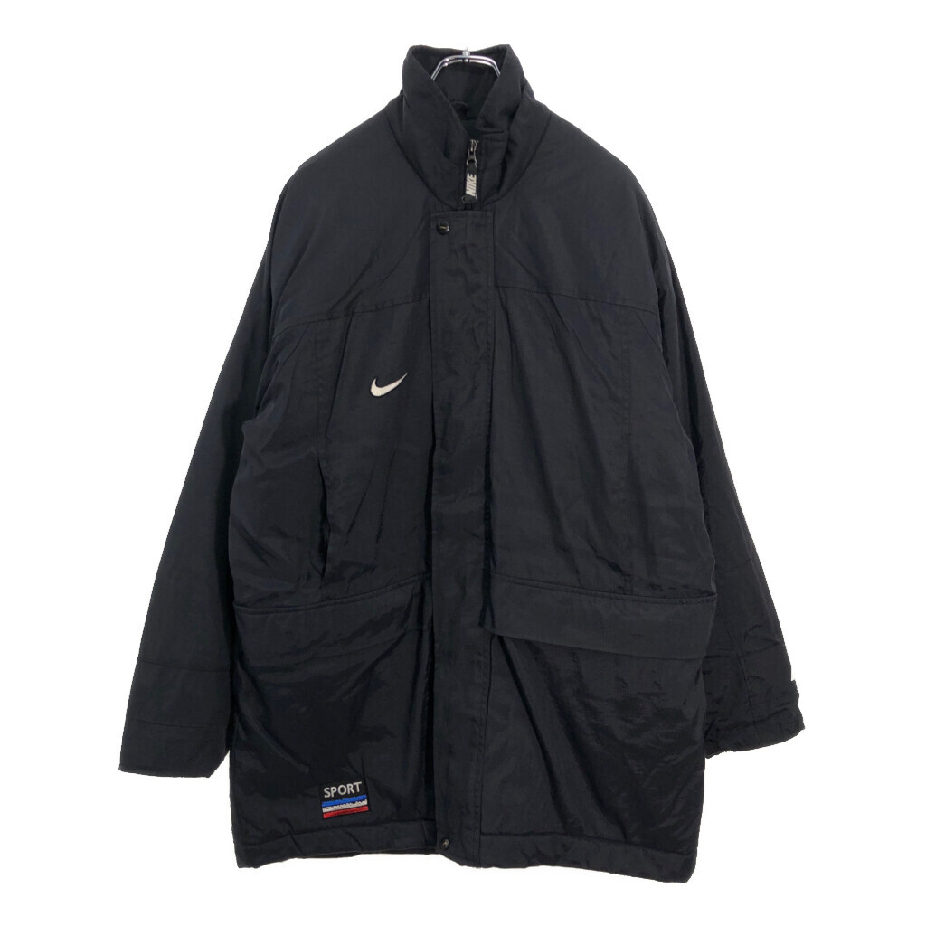 90年代 NIKE ナイキ 中綿 ナイロンジャケット スポーツ ブラック(メンズ L)中古 古着 V0192拍卖