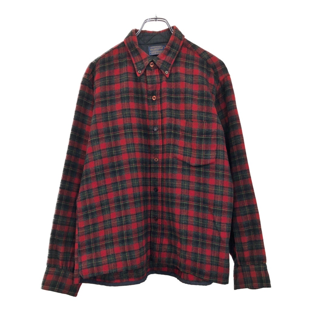 50年代 PENDLETON ペンドルトン ボタンダウン ウールシャツ ヴィンテージ チェック レッド(メンズ 16 1/2)中古 古着 V0356拍卖