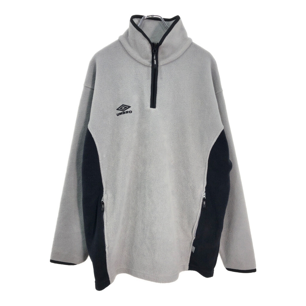 umbro アンブロ ハーフジップ フリースジャケット スポーツ ライトグレー(メンズ L)中古 古着 V0550拍卖