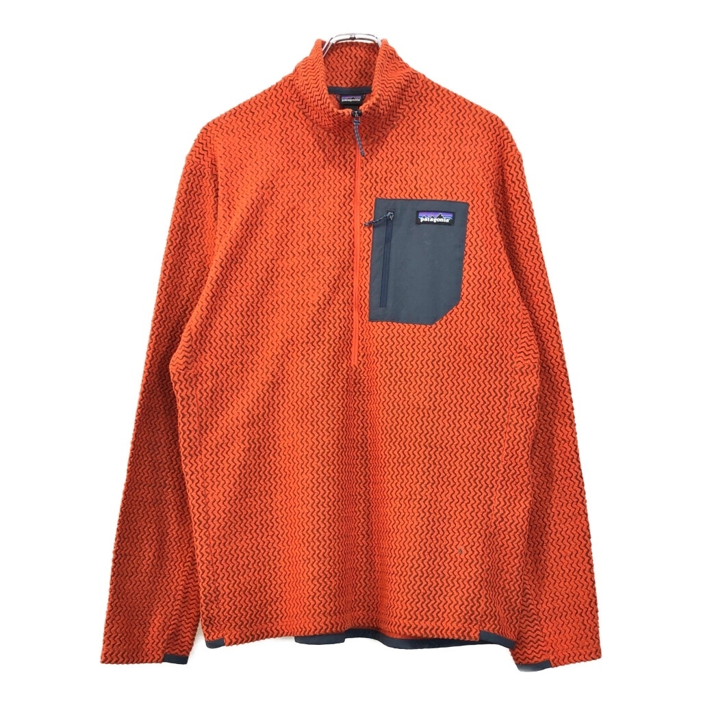 patagonia パタゴニア R1 エア・ジップネック ハーフジップ フリースジャケット アウトドア オレンジ(メンズ L)中古 古着 V0551拍卖