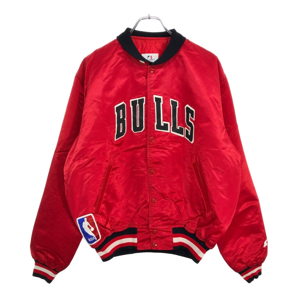 80年代 USA製 STARTER スターター NBA シカゴ・ブルズ スタジアムジャケット プロチーム バスケ レッド(メンズ L)中古 古着 V0577拍卖