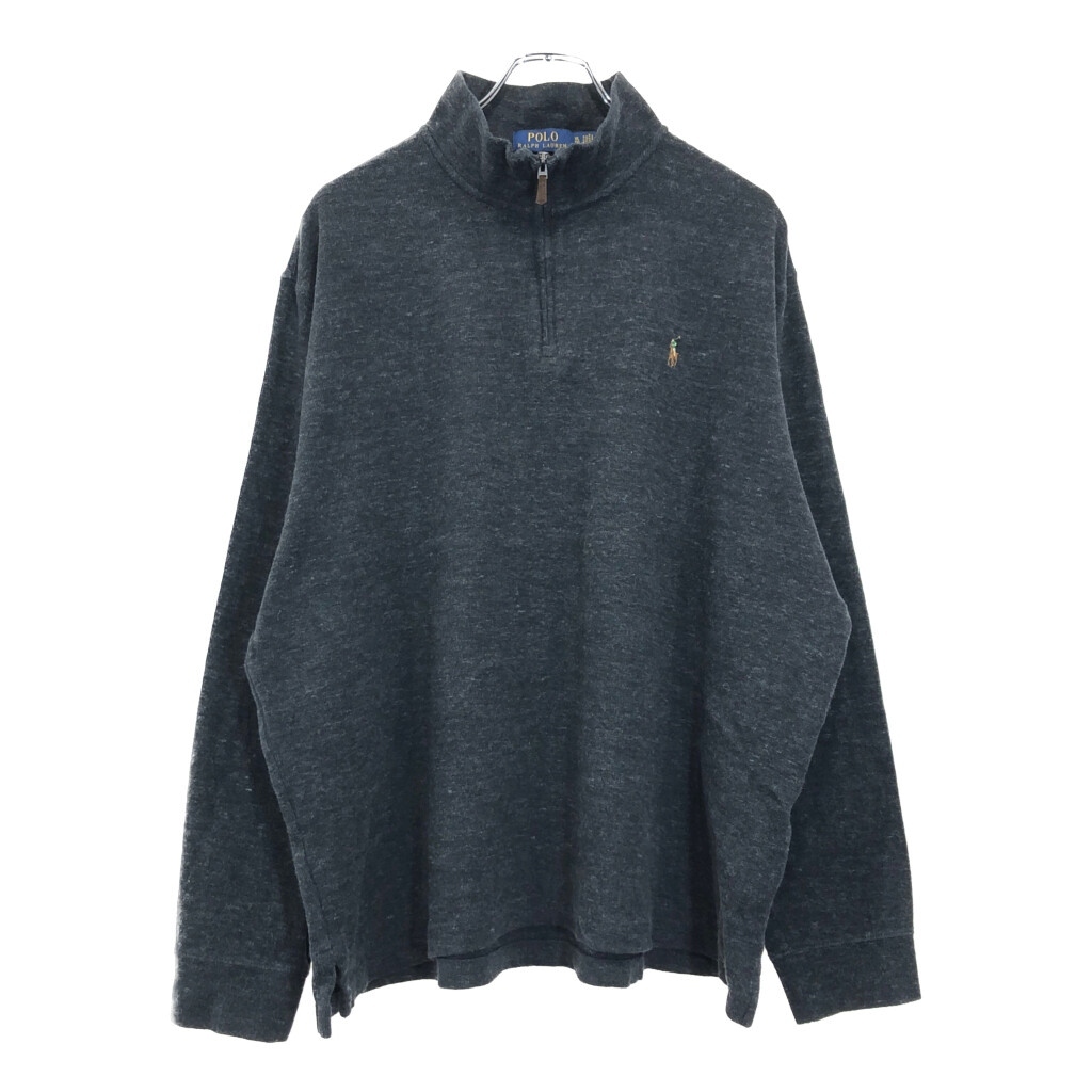 Polo by Ralph Lauren ポロ ラルフローレン ハーフジップ コットンセーター グレー(メンズ XL)中古 古着 V0834拍卖