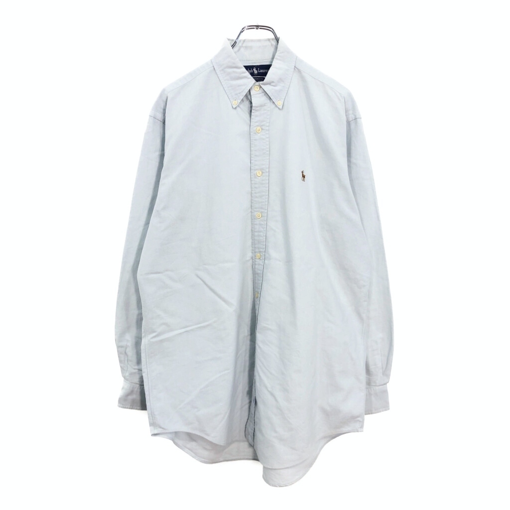 90年代 RALPH LAUREN ラルフローレン YARMOUTH ボタンダウンシャツ ライトブルー(メンズ 15 1/2)中古 古着 V0922拍卖