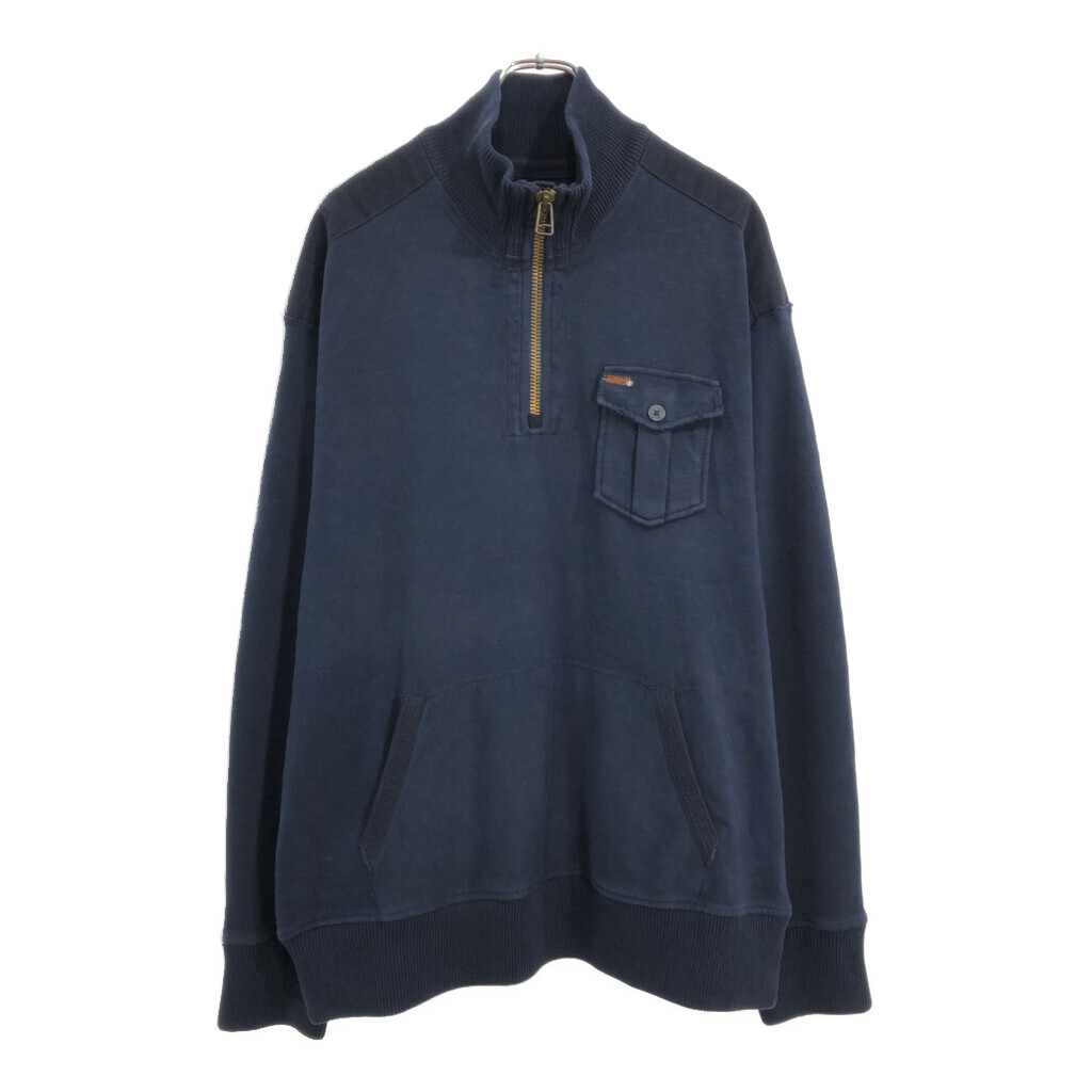 Polo by Ralph Lauren ポロ ラルフローレン ハーフジップ スウェット 大きいサイズ ネイビー(メンズ XXL)中古 古着 V1323拍卖