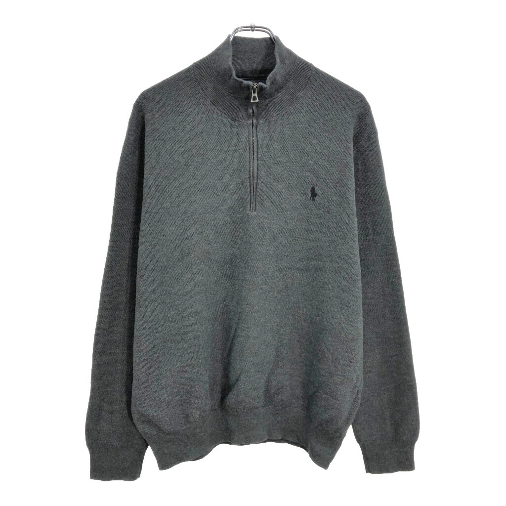 Polo by Ralph Lauren ポロ ラルフローレン ハーフジップ コットンセーター グレー(メンズ L)中古 古着 V1515拍卖