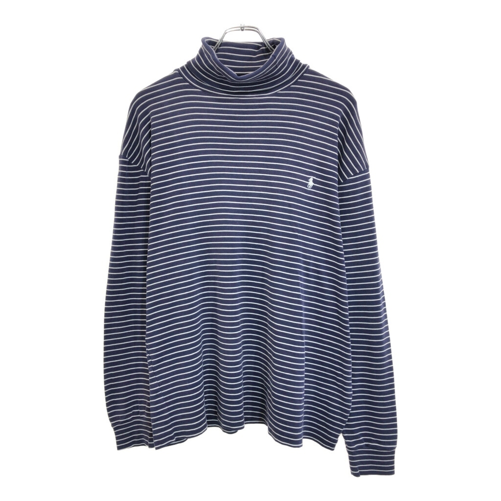 90年代 POLO GOLF ポロゴルフ ラルフローレン タートルネックセーター ボーダー パープル(メンズ M)中古 古着 V1523拍卖