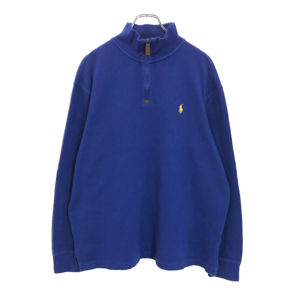 Polo by Ralph Lauren ポロ ラルフローレン ハーフジップ コットンセーター ブルー(メンズ L)中古 古着 V1547拍卖