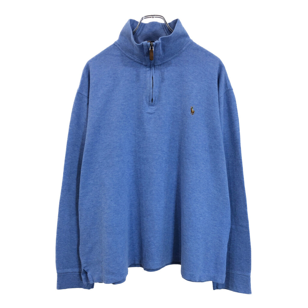Polo by Ralph Lauren ポロ ラルフローレン ハーフジップ コットンセーター ライトブルー(メンズ XL)中古 古着 V1548拍卖