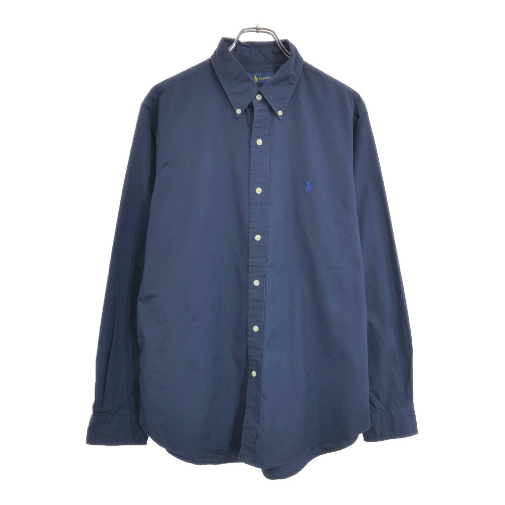 RALPH LAUREN ラルフローレン ボタンダウン 長袖シャツ ネイビー(メンズ L)中古 古着 V1562拍卖