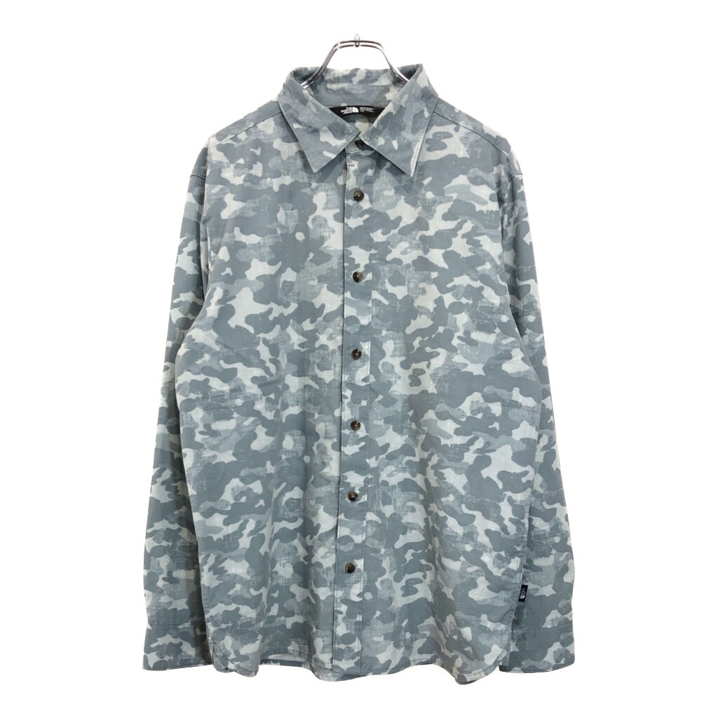 THE NORTH FACE ノースフェイス 長袖シャツ アウトドア 迷彩 グレー(メンズ L)中古 古着 V1580拍卖