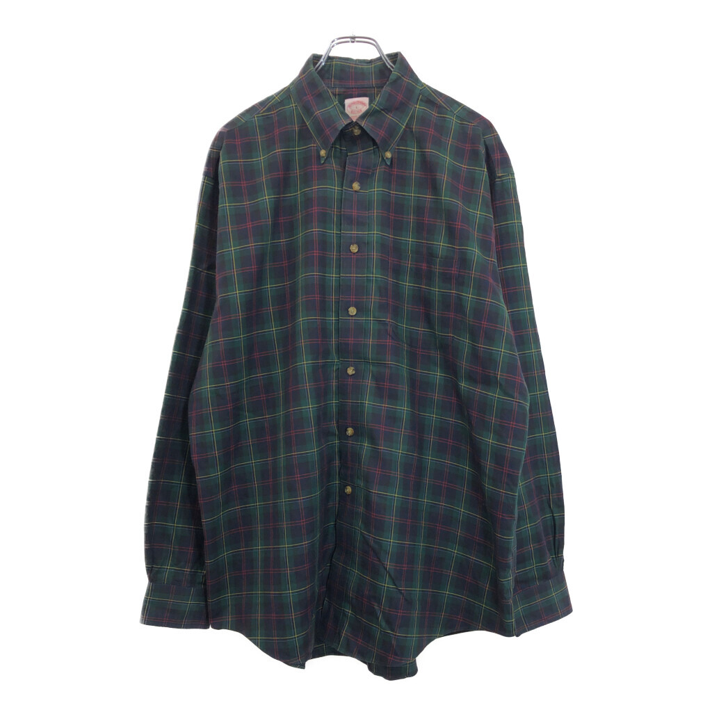 Brooks Brothers ブルックスブラザーズ ボタンダウン 長袖シャツ チェック グリーン(メンズ L)中古 古着 V1599拍卖