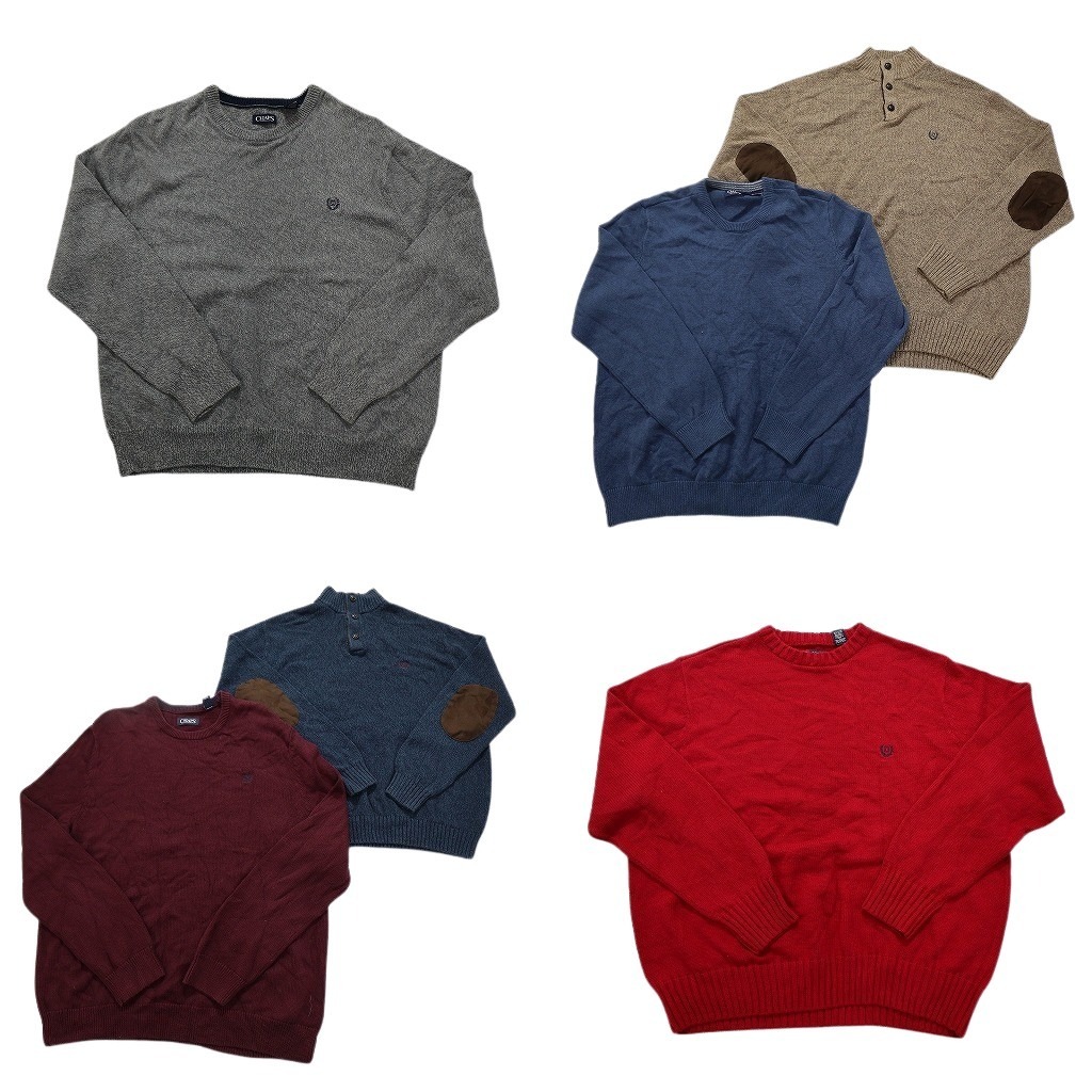 古着卸 まとめ売り チャップス CHAPS セーター 6枚セット (メンズ 2XL /3XL ) エルボーパッチ クルーネック NC3221 1円スタート拍卖