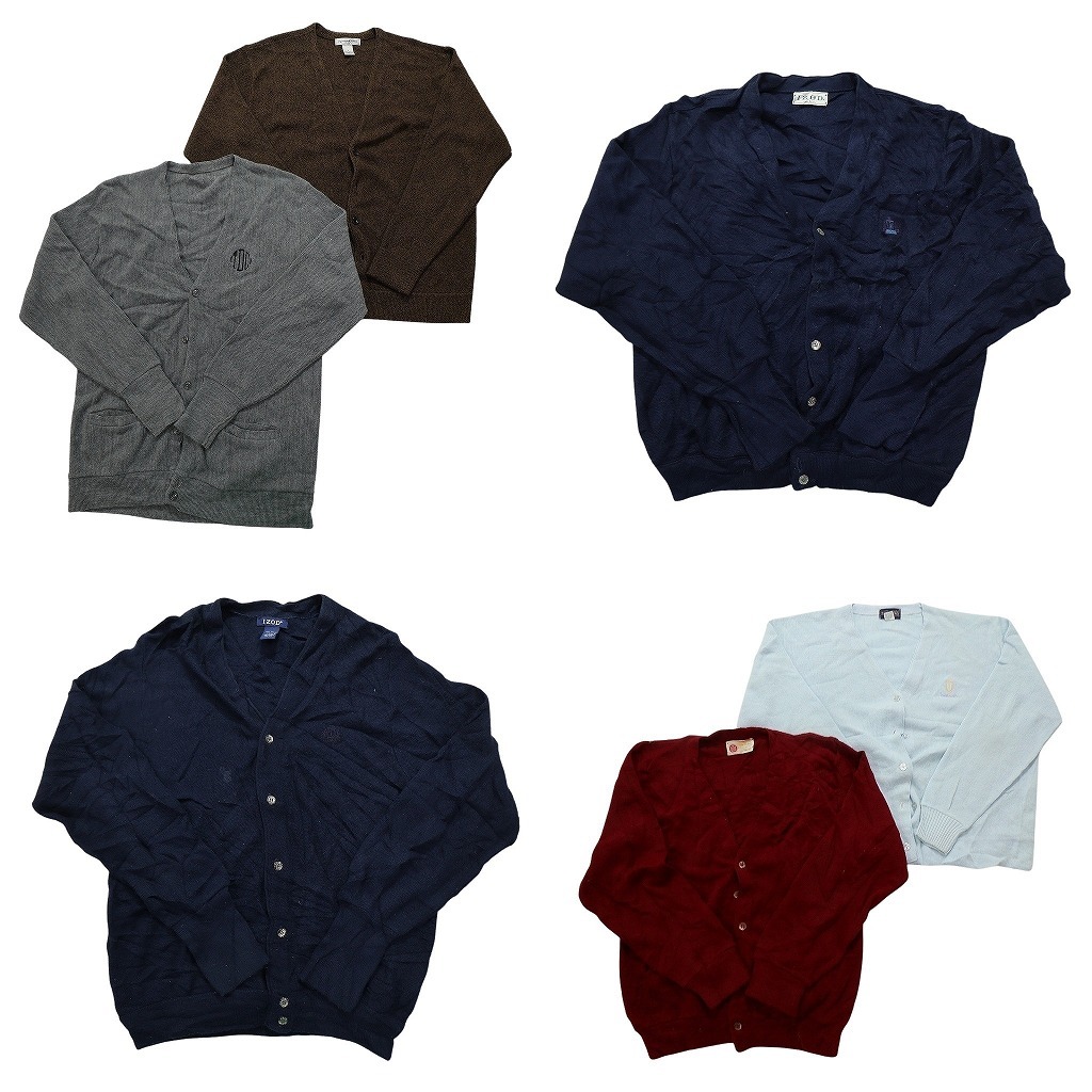 古着卸 まとめ売り アクリル カーディガン セーター 6枚セット (メンズ L ) ワンポイント オールド アイゾット 中古 古着 NC3289拍卖
