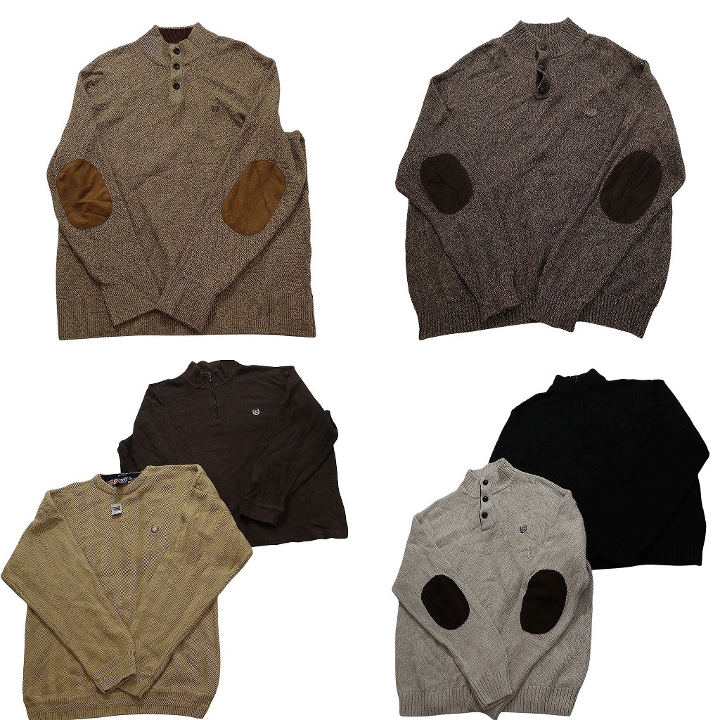 古着卸 まとめ売り チャップス CHAPS セーター 6枚セット (メンズ 2XL ) デッドストック エルボーパッチ ヘリンボーン NC3273 1円スタート拍卖