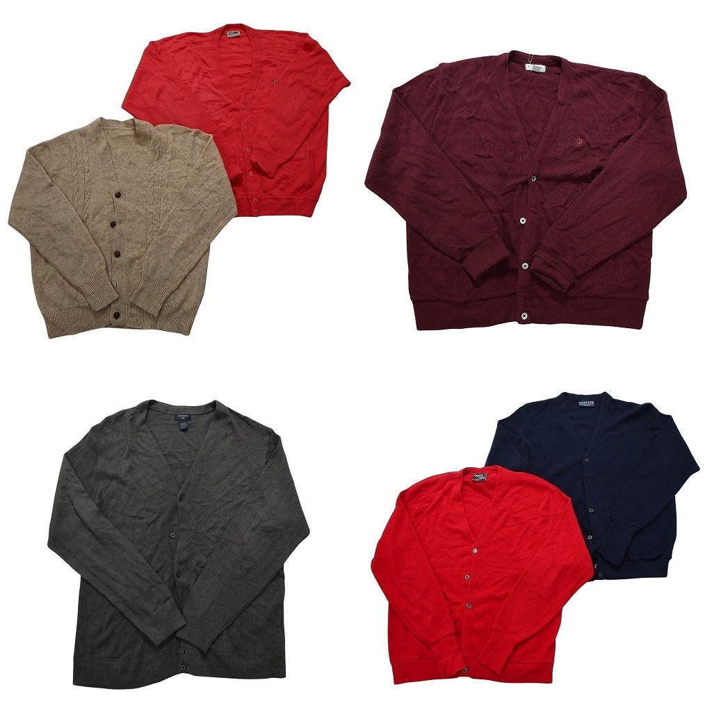 古着卸 まとめ売り アクリル カーディガン セーター 6枚セット (メンズ XL ) ケーブル編み ラコステ くるみボタン NC3284 1円スタート拍卖