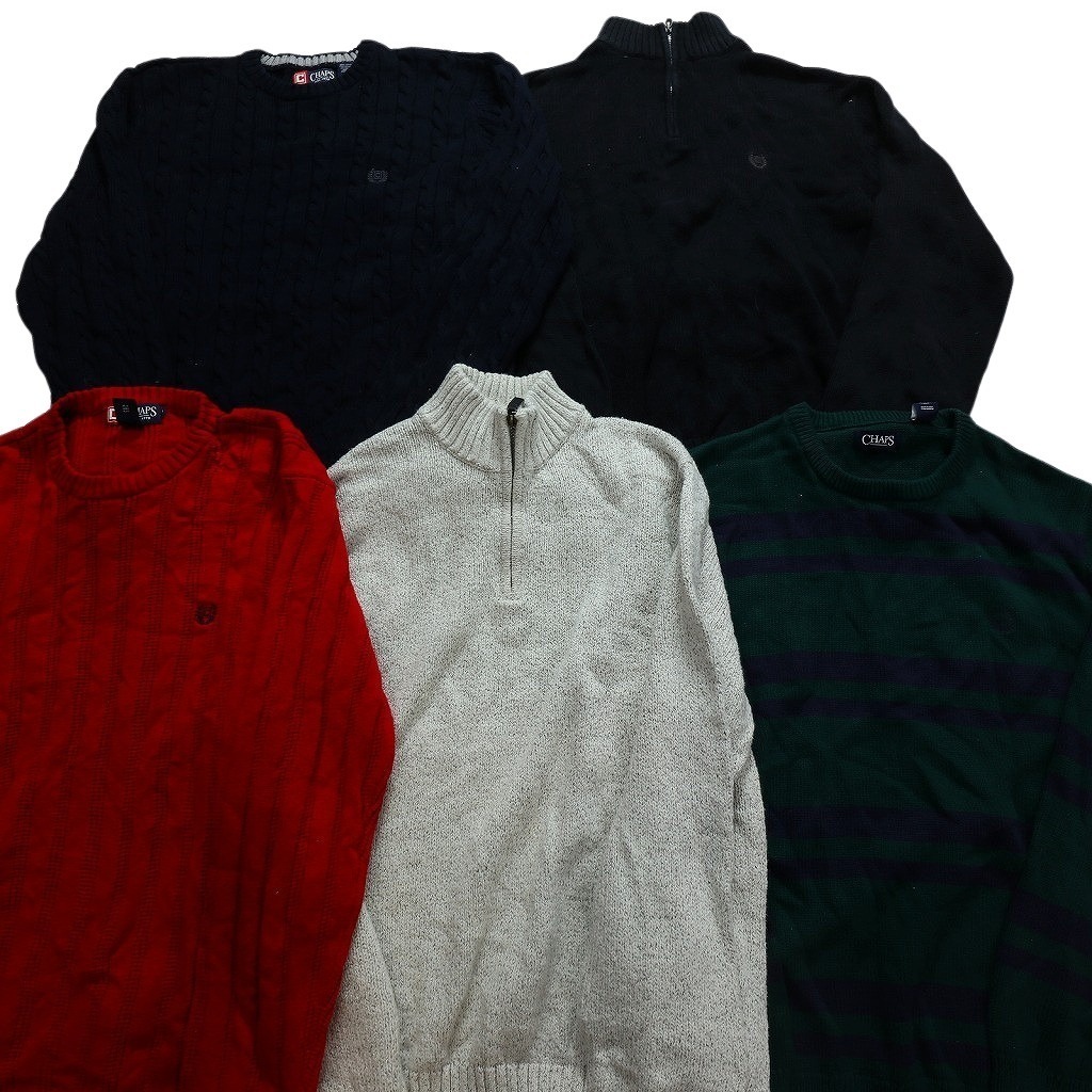 【訳あり】 古着卸 まとめ売り チャップス CHAPS セーター 14枚セット (メンズ ) ハーフジップ ボーダー ケーブル編み 中古 古着 WA3608拍卖