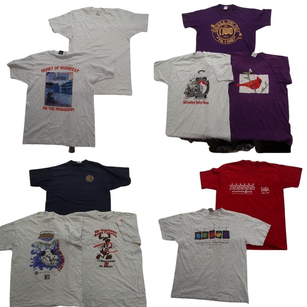 古着卸 まとめ売り 〜90s シングルステッチ オールド 半袖Tシャツ 10枚セット (メンズ L ) フルーツオブザルーム NC3763 1円スタート拍卖