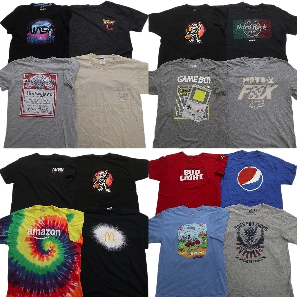 古着卸 まとめ売り 有名企業 半袖Tシャツ 16枚セット (メンズ L ) NASA ペプシ マクドナルド ハードロックカフェ NC3705 1円スタート拍卖