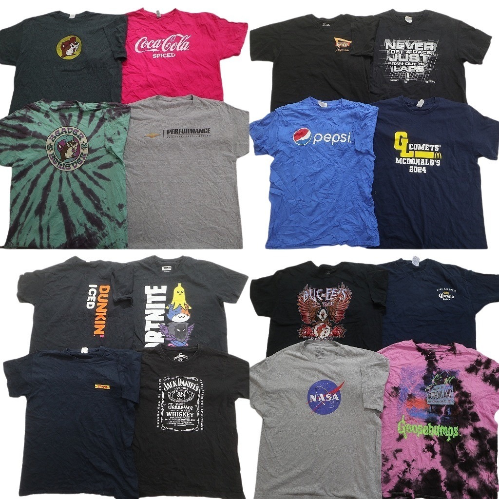 古着卸 まとめ売り 有名企業 半袖Tシャツ 16枚セット (メンズ L /XL ) バッキーズ コカ・コーラ ジャックダニエルズ NC3702 1円スタート拍卖