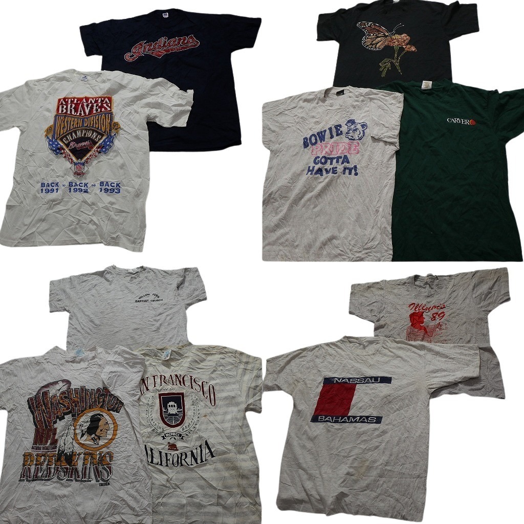 古着卸 まとめ売り 〜90s シングルステッチ オールド 半袖Tシャツ 10枚セット (メンズ L ) ラッセル プロチーム NFL NC3738 1円スタート拍卖