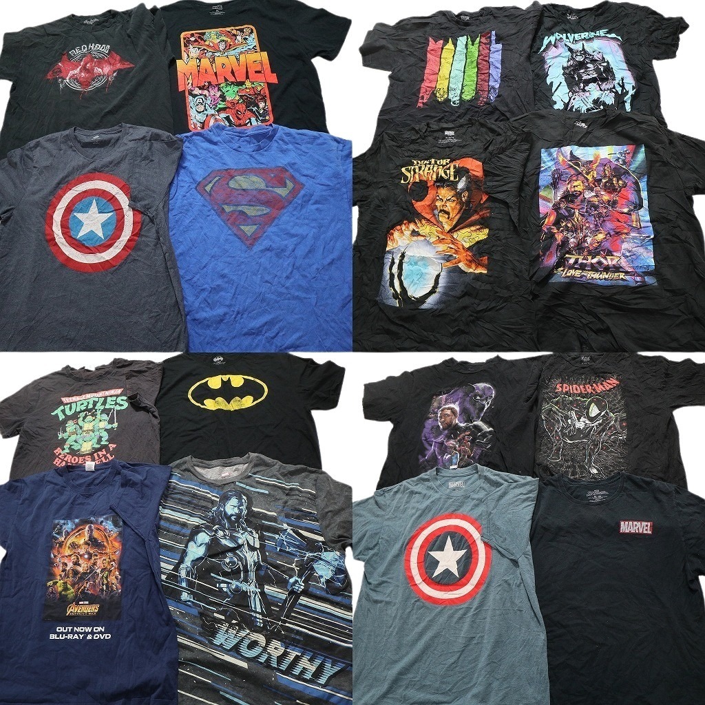 古着卸 まとめ売り マーベル DCコミック 半袖Tシャツ 16枚セット (メンズ XL ) スーパーマン バットマン NC3788 1円スタート拍卖