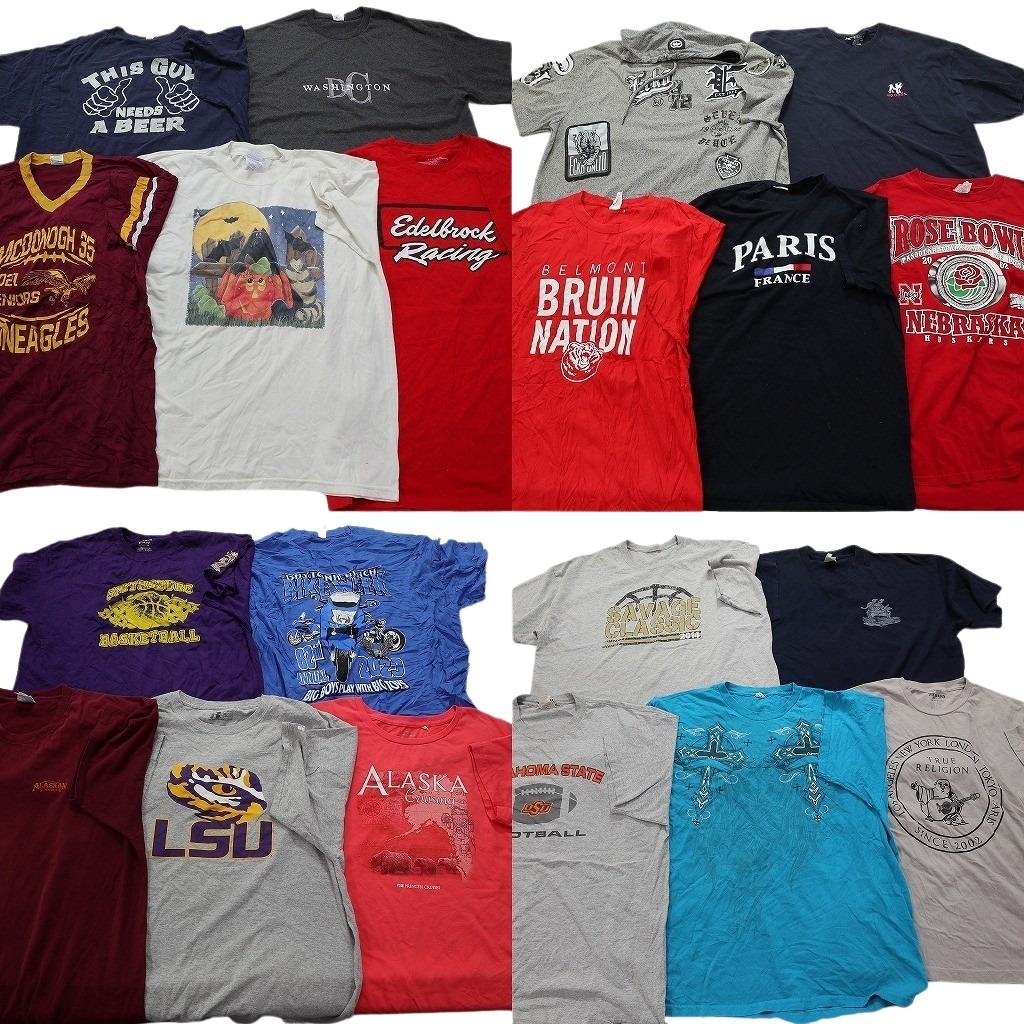 古着卸 まとめ売り カラーmix 半袖Tシャツ 20枚セット (メンズ XL /2XL ) チームロゴ レーシング 英文字プリント NC3845 1円スタート拍卖