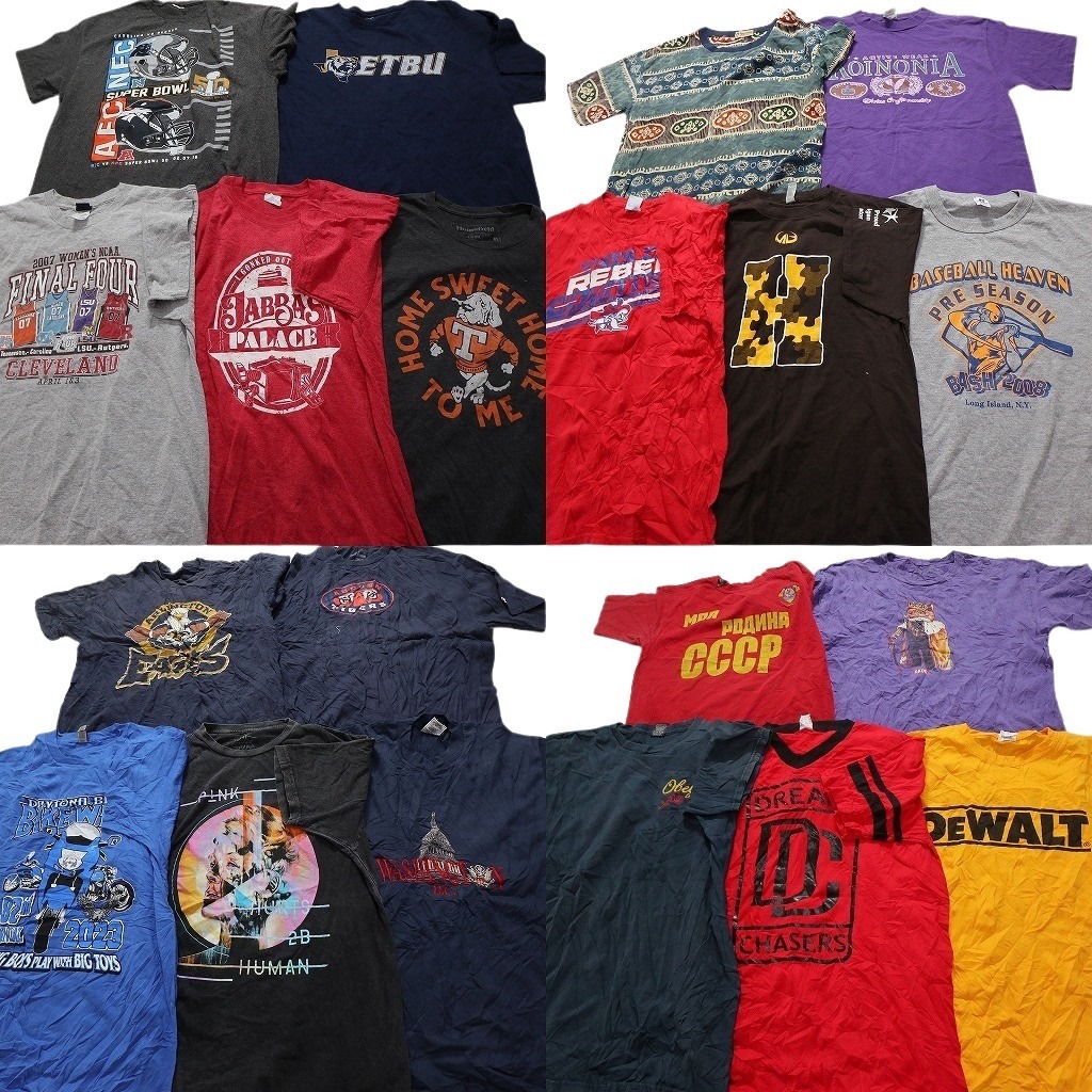 古着卸 まとめ売り カラーmix 半袖Tシャツ 20枚セット (メンズ L /XL ) チームロゴ レーシング 英文字プリント NC3861 1円スタート拍卖