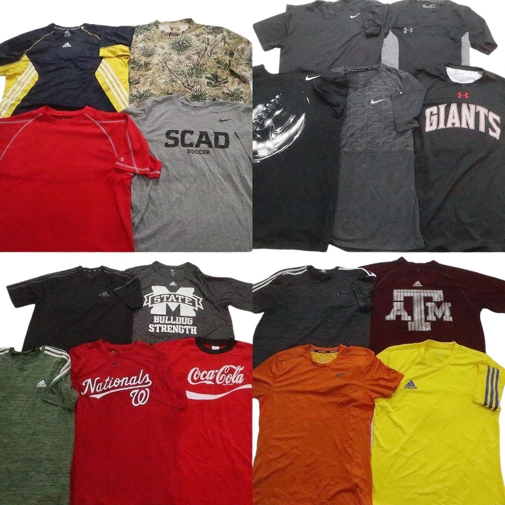 古着卸 ストレッチ素材 半袖Tシャツ 18枚セット (メンズ S /M /L ) アンダーアーマー ナイキ アディダス チャンピオン NC3893 1円スタート拍卖